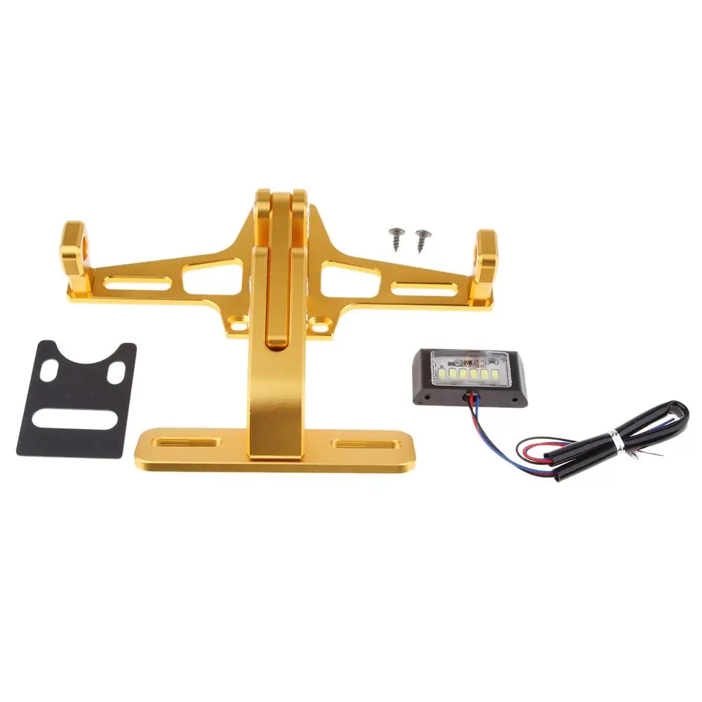 

Motorcycle CNC Aluminum Adjustable License Number Plate Frame Holder Bracket - Gold