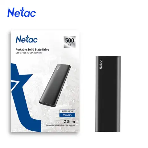 Внешний SSD-накопитель Netac, 1 ТБ, 2 ТБ ГБ, 500 Гб, 250 ГБ, Портативный твердотельный накопитель USB 3,1 Gen2 Type C, жесткий диск для ноутбука