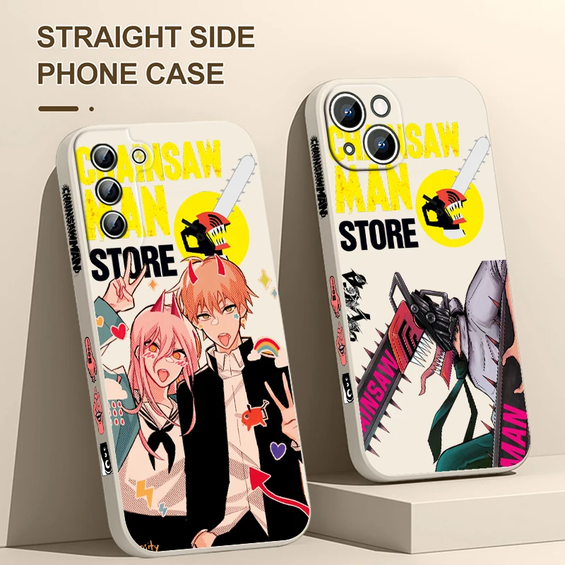 

Anime Chainsaw Man power Samsung Phone Case For Galaxy S23 S22 S21 S20 Pro FE Note 20 Plus Ultra Liquid Left Rope Cover