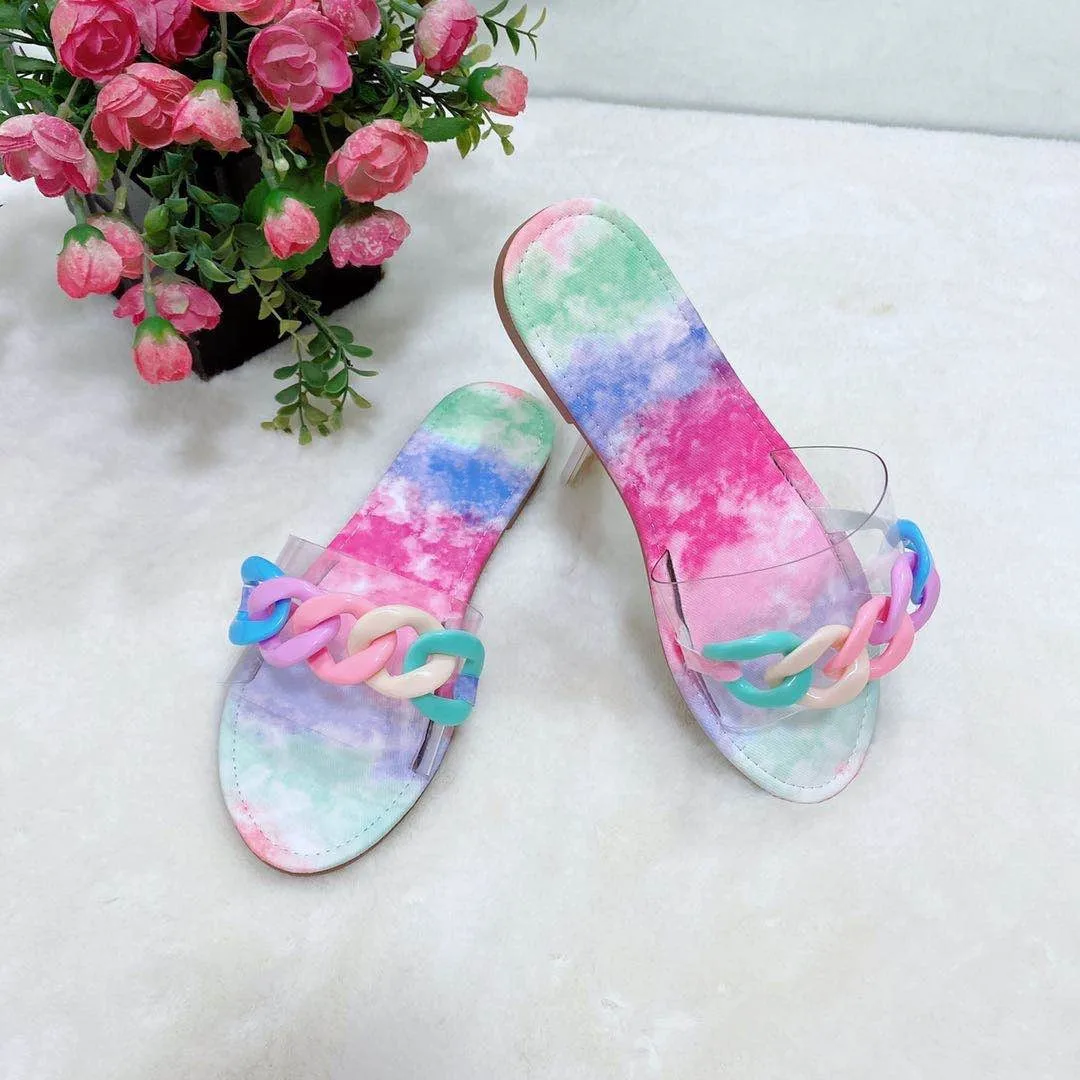 

Candy Color Fashion Chain Women' Slady's Slipper Hot Style Multicolor Slippers Explosion Flip Flop Platform Women Sandals Shoes
