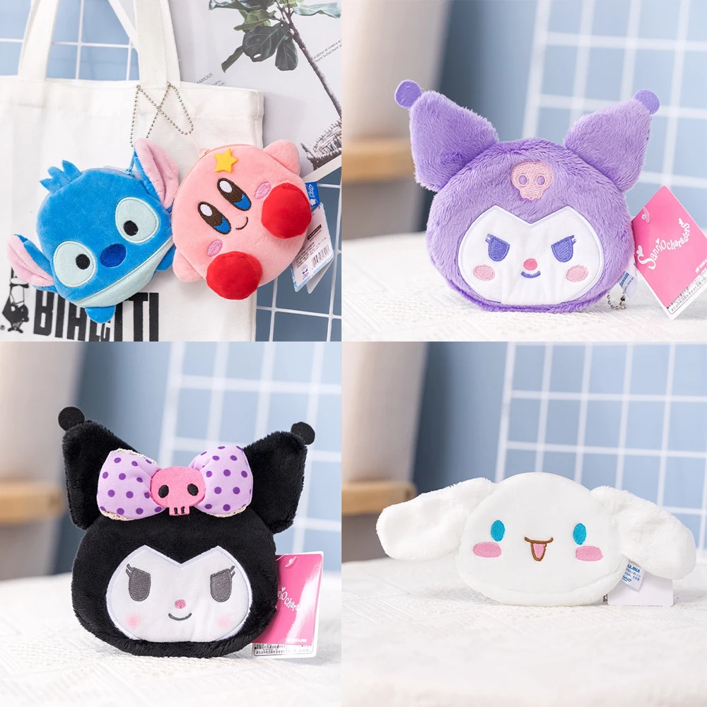 

Anime Kuromi Cinnamoroll Hello Kitty Toys Plush Embroidery Coin Purse Key Pendant Kawaii Sanrioed Cartoon Coin Purse Girl Toys