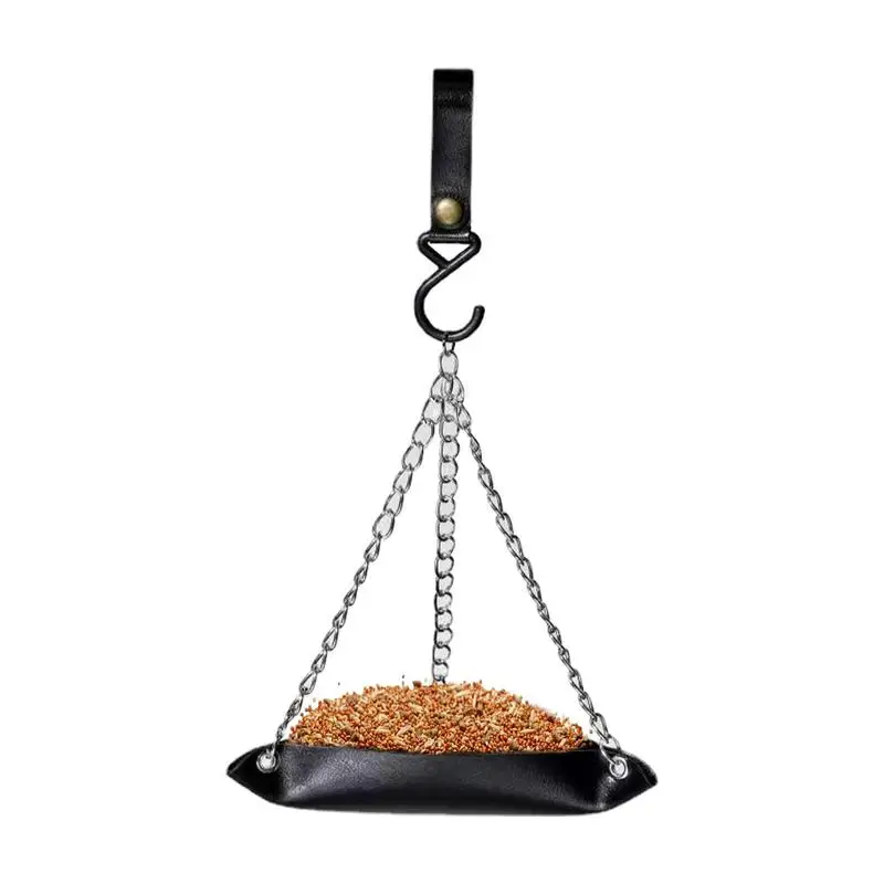 Hanging Tray Pu Leather Platform Bird Feeder Wild Bird Food 
