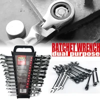 12pcs flex head ratchet wrench set plum blossom open combination wrench two way double fast ratchet wrench