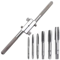 7pcs 7 7inch long t handle ratchet tap holder adjustand wrench with m4 m12 machine screw thread metric plug tap