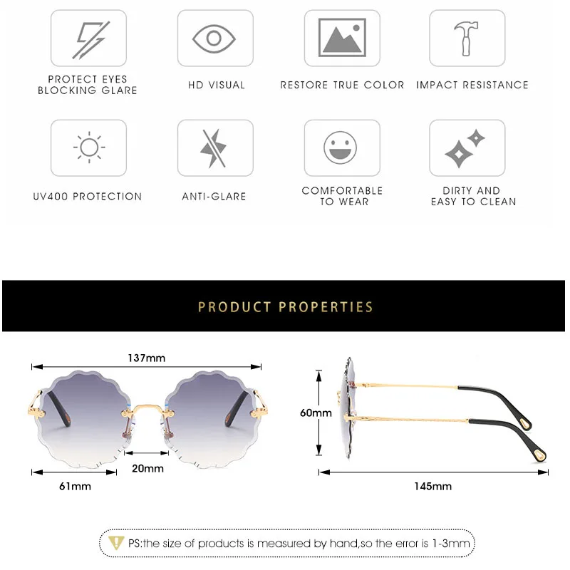 MIZHO модные круглые солнцезащитные очки с цветком женские без оправы цепочкой