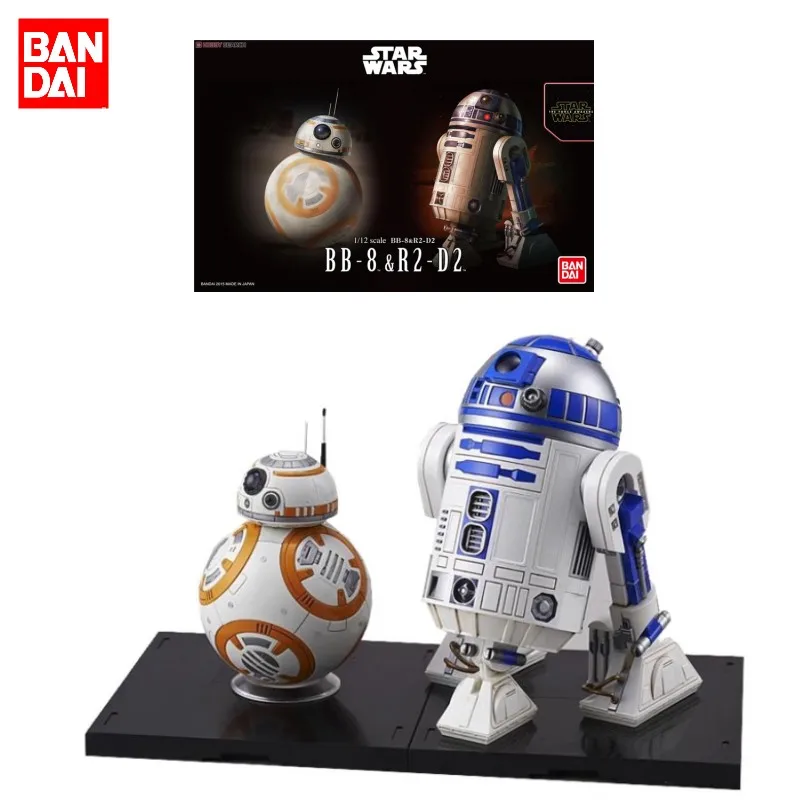 

Bandai Genuine Star Wars Model Kit Anime Plastic Model Kit 1/12 BB-8 & R2-D2 Action Figure Assembly Toys Gifts for Kids