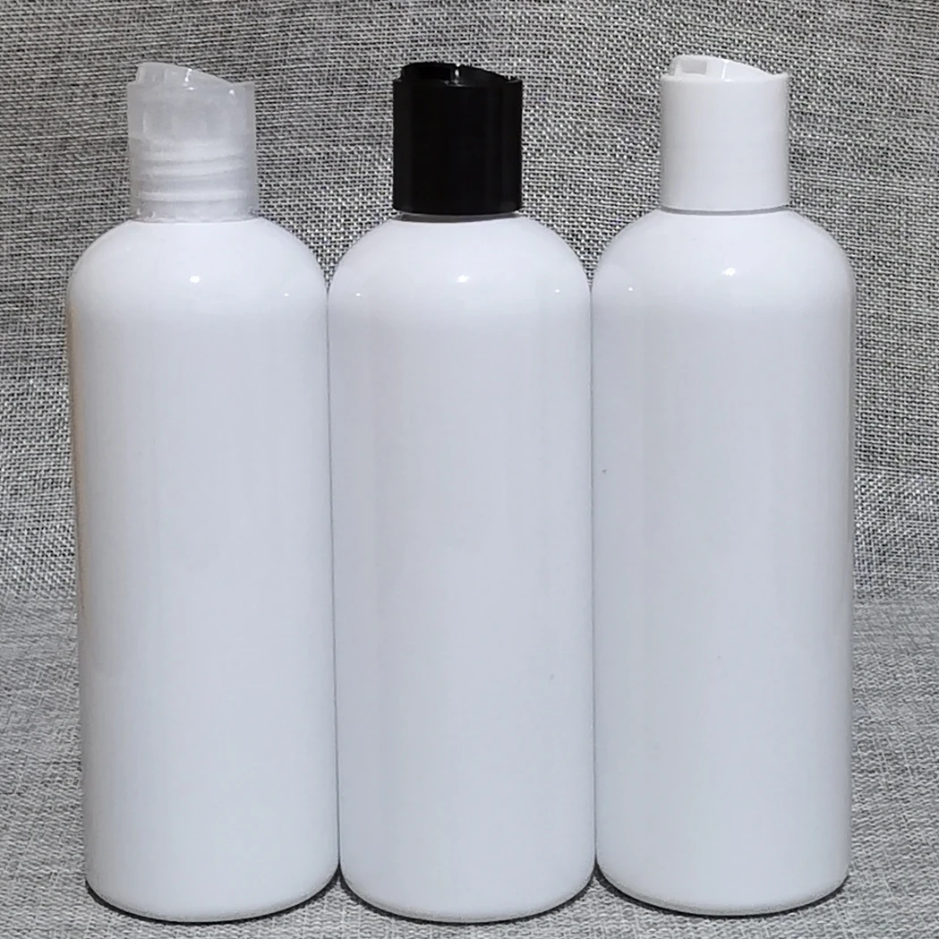 1pcs 300ml White Black Disc Top Cap Plastic Bottle Empty Cosmetic Shampoo Container Liquid Soap Lotion Essential Oil PET Bottles