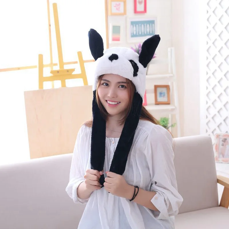 

2021 New Fashion High Quality Daily Panda Pinching Ear Hat Plush Airbag Ear Pop-up Cute Dance Toy Beanie Hats Birthday Gift