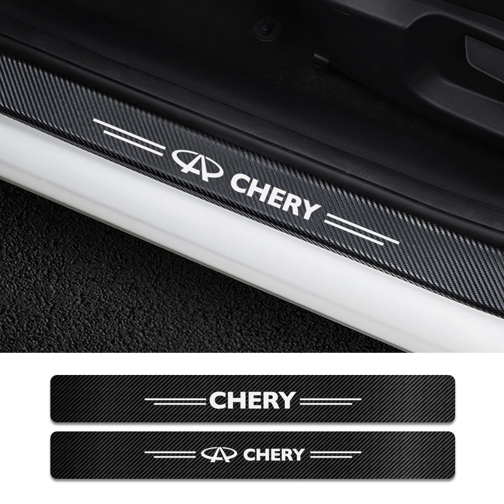 

4PCS Car Door Threshold Stickers For CHERY TIGGO 5 A1 A3 A5 QQ KIMO INDIS JAGGI Auto Accessories Carbon Fiber Sill Decals