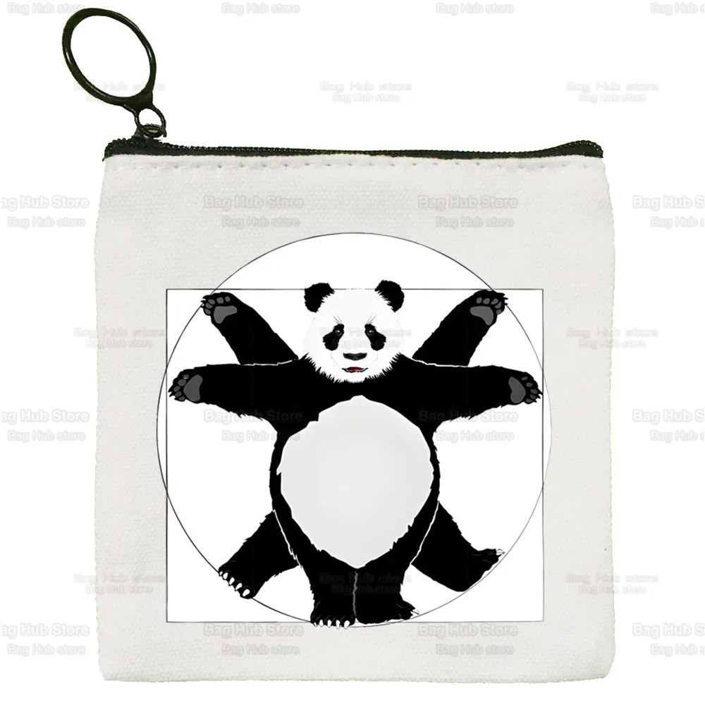 Panda I'm Not Lazy I Just Enjoy Doing Nothing Coin Purse Female Small Purse Mini Clutch Bag Cute Canvas Key Case Coin Purse
