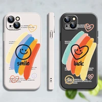 rainbow smile phone case for iphone 13 accessories 6 6s 11 13 xr se 2020 7 7p x xs 12 8 plus max pro mini fust stand painted