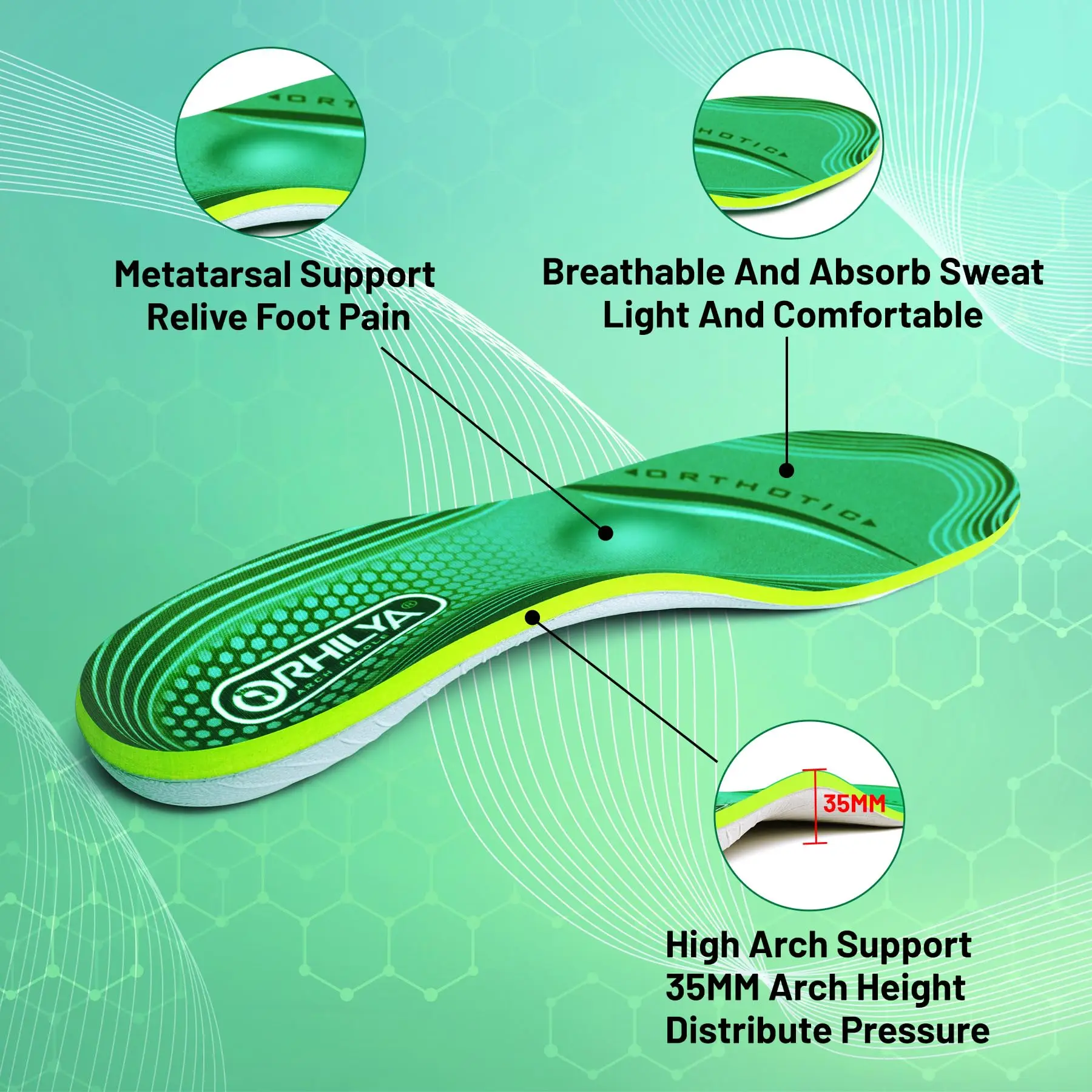 Ортопедические стельки вставка для поддержки свода стопы подошвенный фасциит