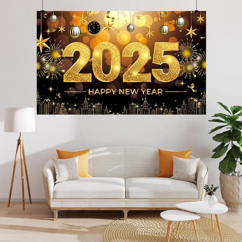 Красный баннер на Новый год 2025 Фоновый для фотобудки 71 х 43 дюйма Элегантный