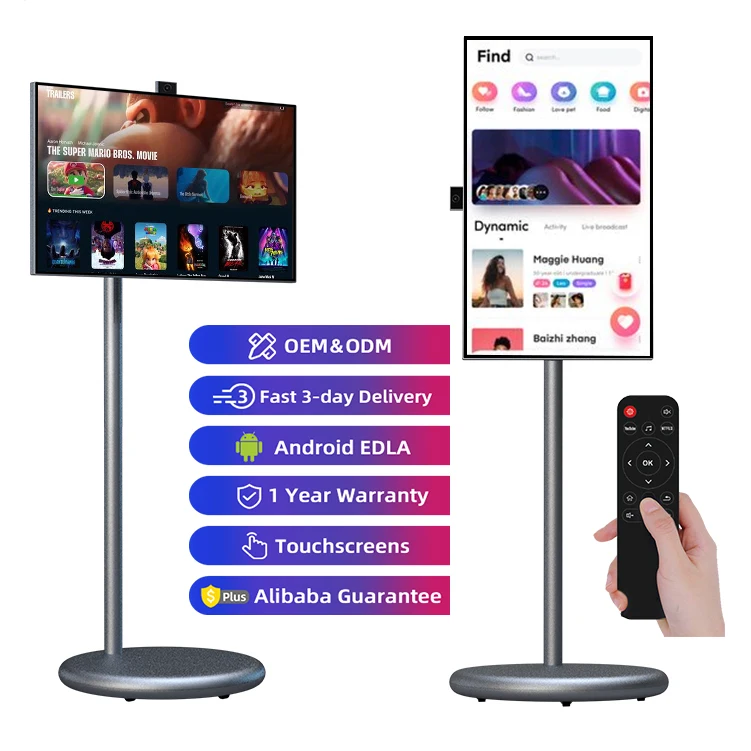 Фото Большой размер Iptv Smart TV Дисплей 27 32-дюймовый планшетный ПК Встроенный аккумулятор Динамик Android 13 Портативный сенсорный экран Smart TV №1