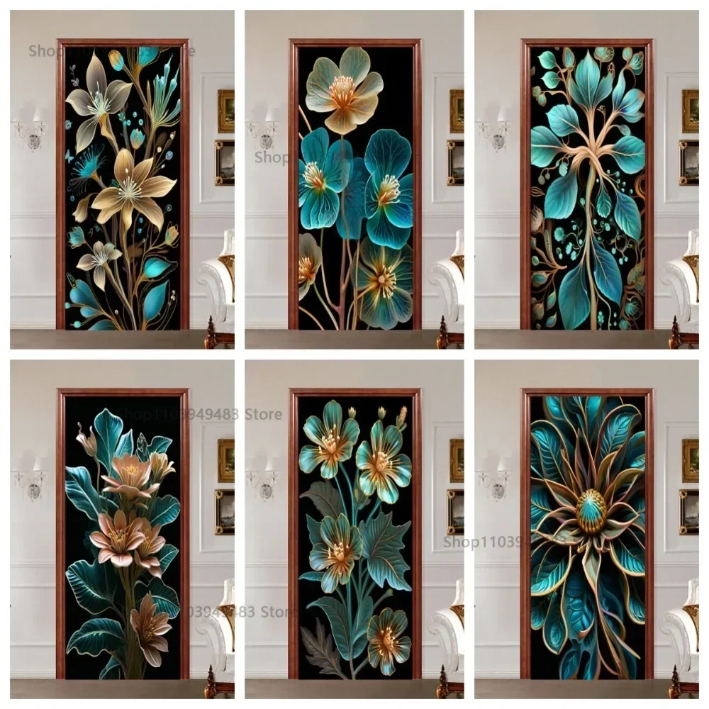 Винтажная роспись с цветами и растениями самоклеящаяся дверная пленка обои