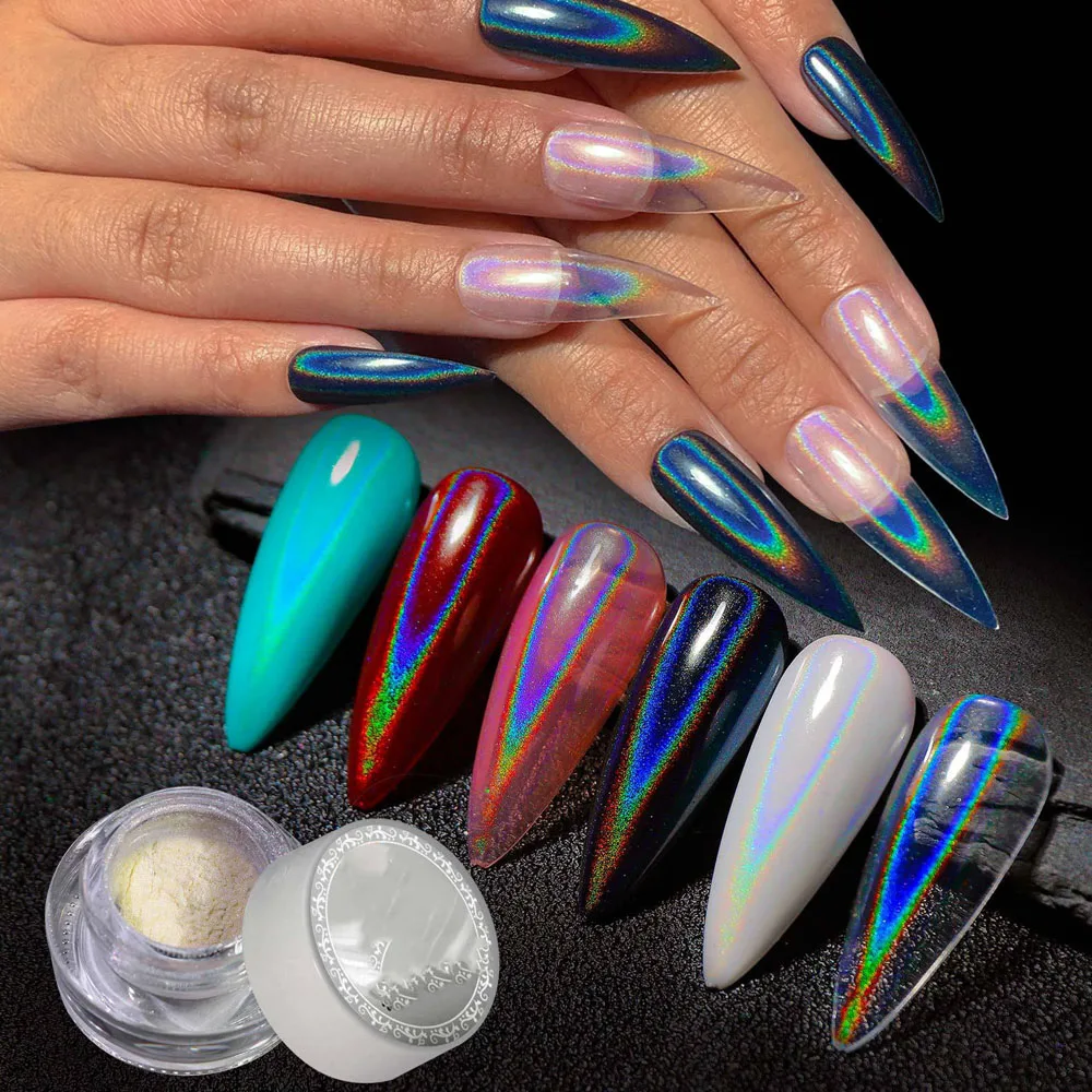 

Holo Holographic Nail Chrome Powder Laser Rainbow Unicorn Mirror Effect Glitter Dust Multi Manicure Pigment Nail Art DIY Deco