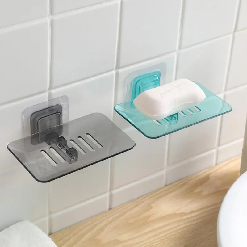 

Drain Soap Dishes Plastic Holder Bathroom Tray Accessories Storage Rack Suction Cup Soap Dish Case Soap Box Bathroom Fixture