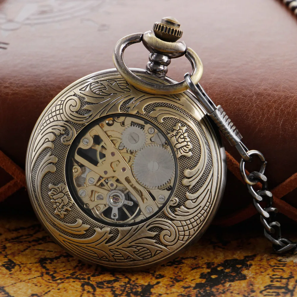 Antique Eagle Spreading Wings Hollow Steampunk Mechanical Pocket Watch Vintage Gentleman Analog Signal Clock Women Jewelry Gift