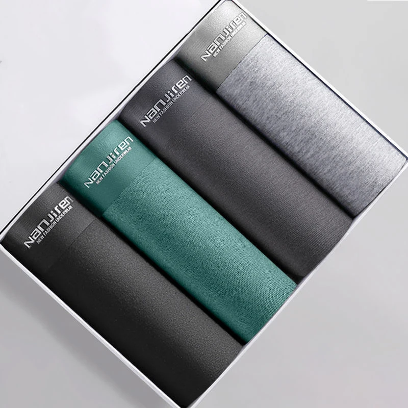 8pcs/Lot Men'S Underwear Antibacterial Breathable Print Men'S Boxer Shorts Sports Soft Plus Size Male Underpants Cotton