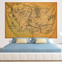 1 pcs the rings middle earth map antique pirate treasure hippie boho golden island carpet college dorm decoration tapestry