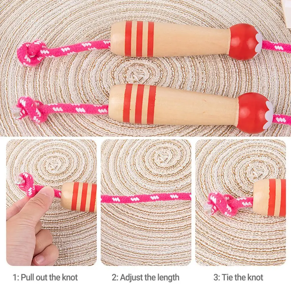 

Skipping Rope Compact Jump Rope Abrasion-resistant Wear-resistant Practical Cartoon Wooden Handle Adjustable Length Jump Rope