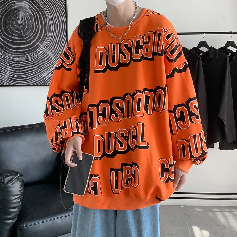 

Модные мужские и женские свободные повседневные трикотажные свитшоты с вышивкой и круглым вырезом в стиле милых пар колледжа