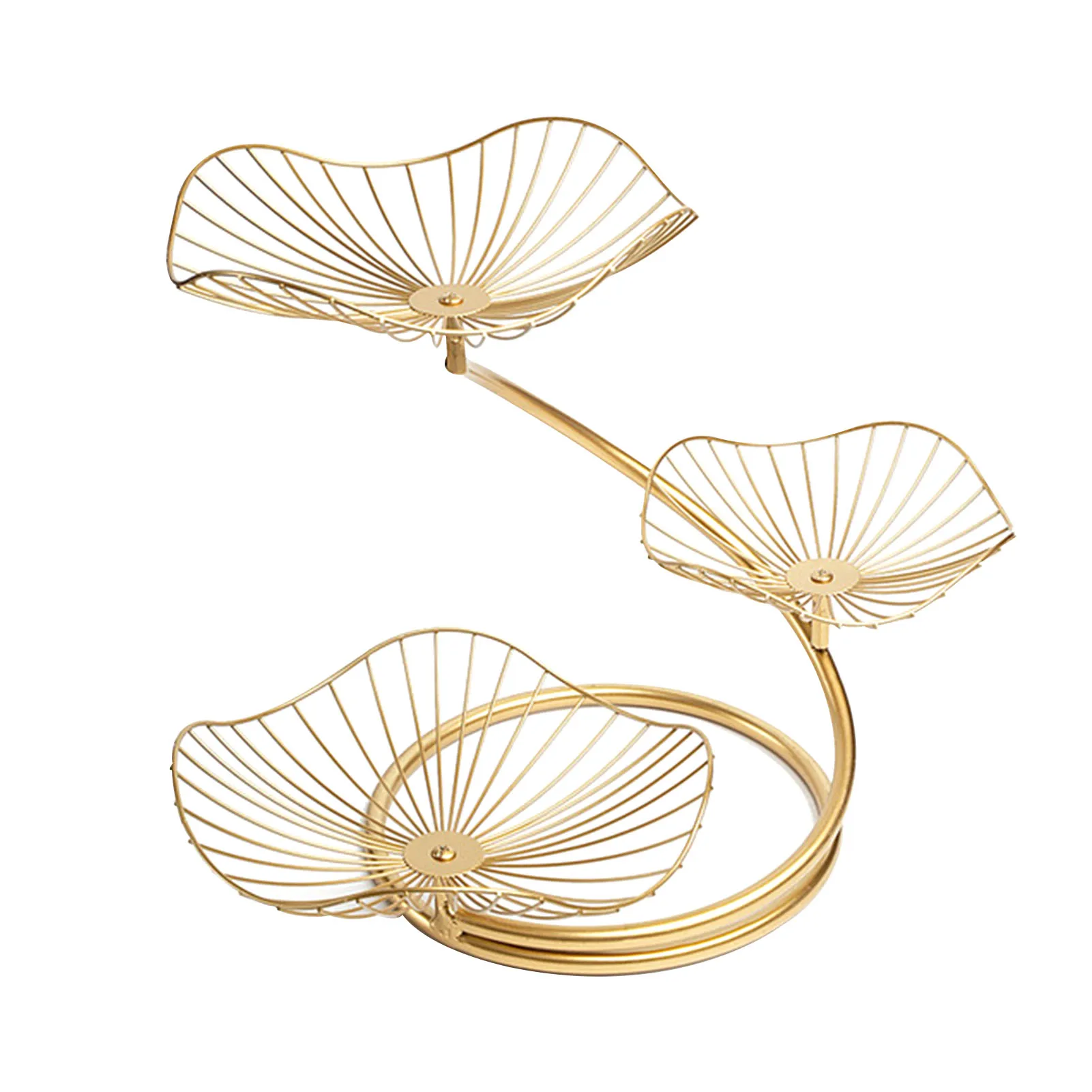 

3-Tier Home Decor Display Kitchen Art Craft Storage Holder Metal Vegetable Fruit Basket Nordic Style DIY Lotus Leaf Easy Install