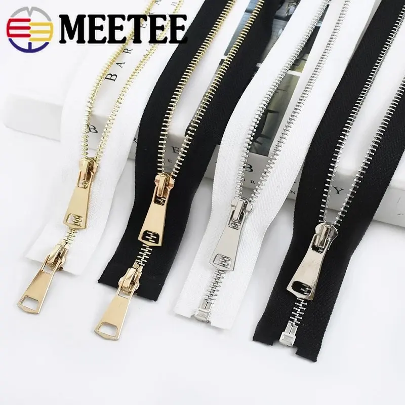 

Meetee 5# 60-150cm Metal Zipper Open End Single/Double Sliders Long Zipper Clothes Down Jacket Coat Zip DIY Sewing Accessories