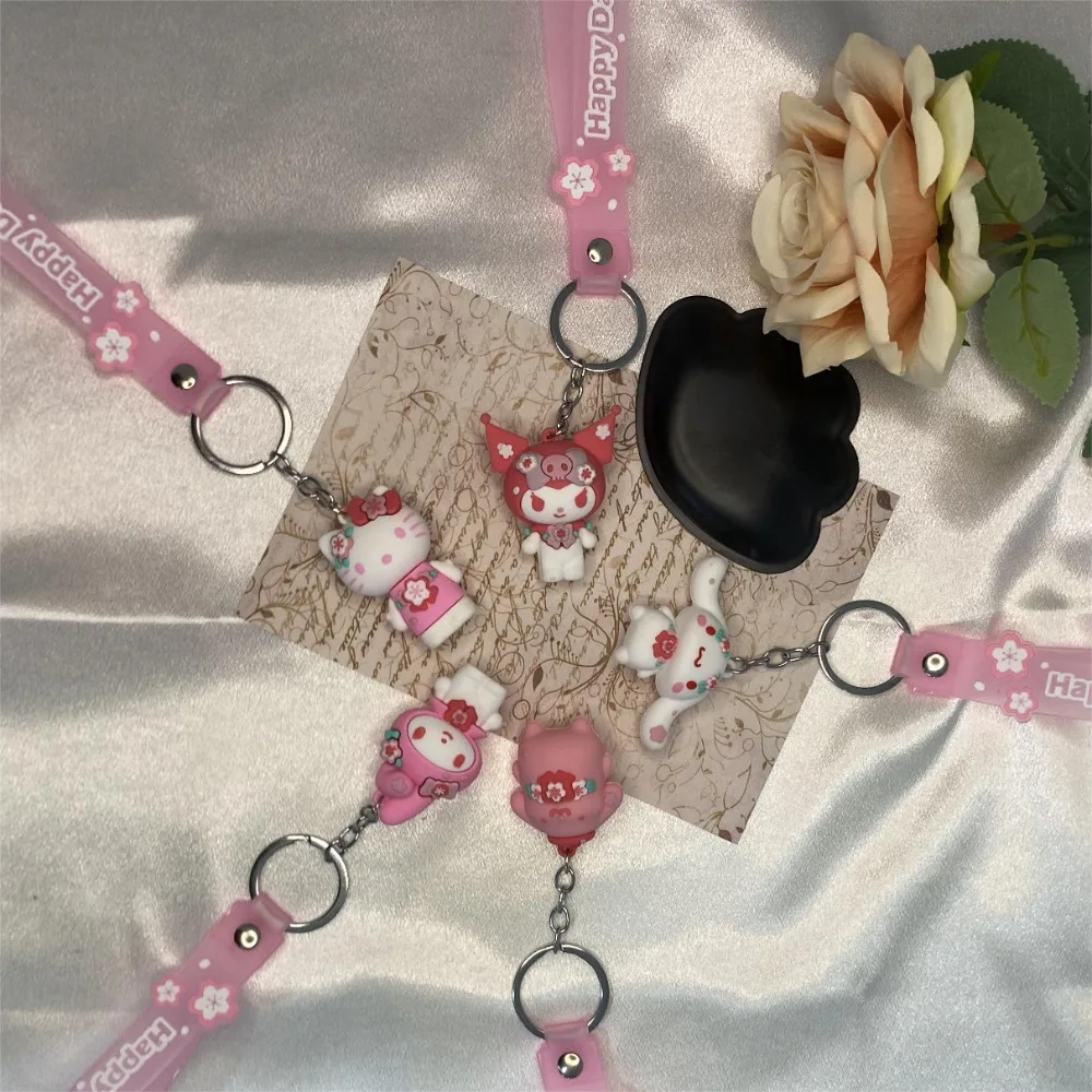5 шт. Sanrio мультяшный брелок Hello Kitty вишневый цвет Аниме фигурки Kuromi Автомобильный