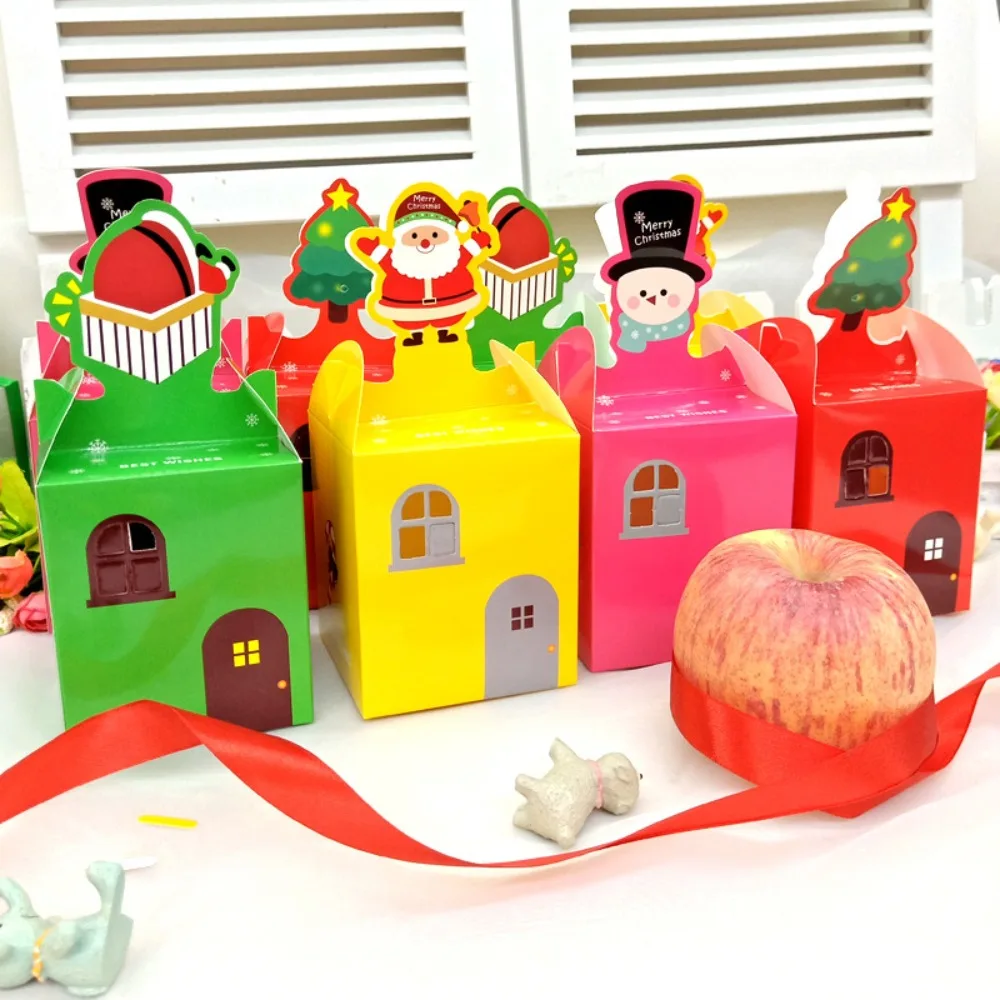 

Рождественские бумажные коробки, подарочные коробки для конфет, печенья, яблок, рождественские и Новогодние декоративные подарочные коробки