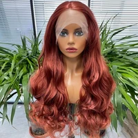 synthetic lace front wigs for women long wavy red brown color free parting fashion natural hair high temperature fiber cosplay