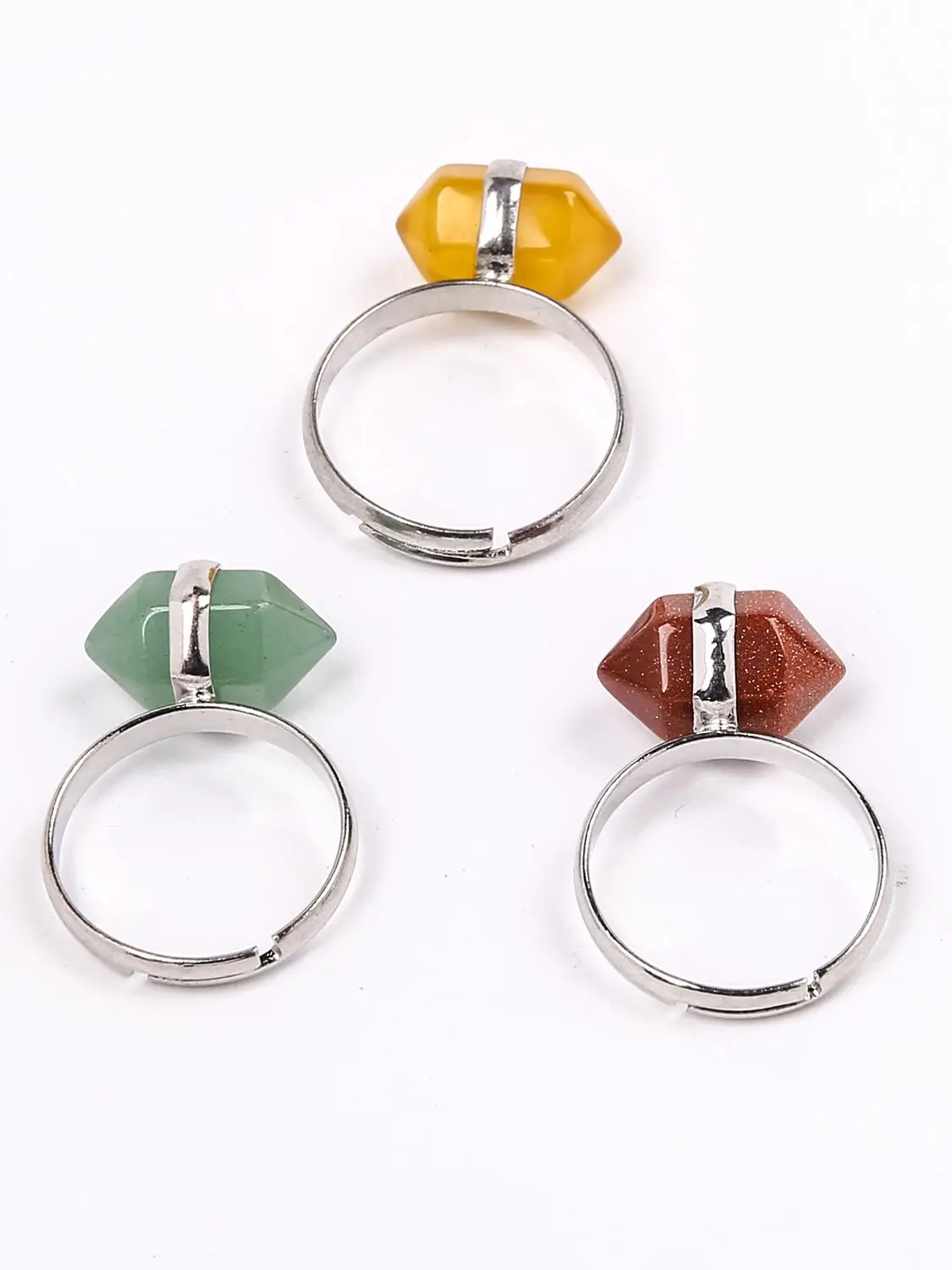 

Natural Crystal Small Hexagonal Pillar Ring Party Ornaments for Men and Women Gift Options Ring