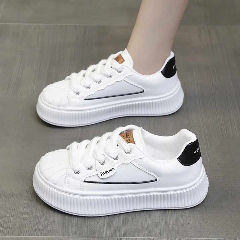 

Женские кроссовки с круглым носком, белые кроссовки на танкетке, универсальные кроссовки с закрытым носком для осени, 2023