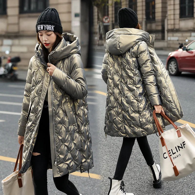 Winter New Fashion Long Cotton-padded Coat Womens Casual Hooded Parkas Womens Winter Jacket Coat Down Jacket Female