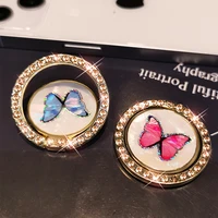 diamond finger ring color butterfly mobile phone ring bracket with drill metal pull ring rotary bracket phone universal holder
