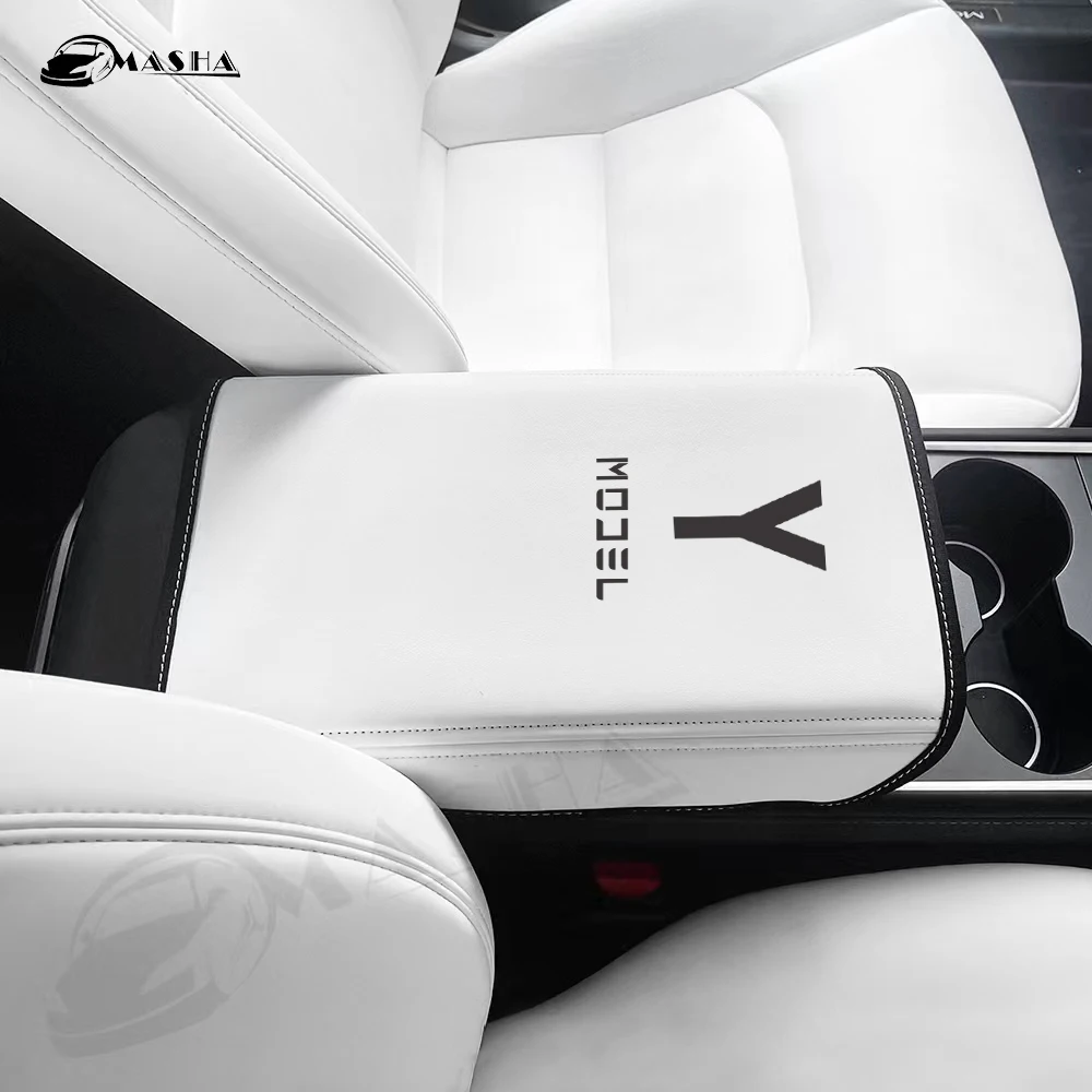 

Автомобильный подлокотник, защитный чехол, подлокотник с центральным управлением, кожаный чехол для Tesla Model 3 Model Y, аксессуары, украшение инт...