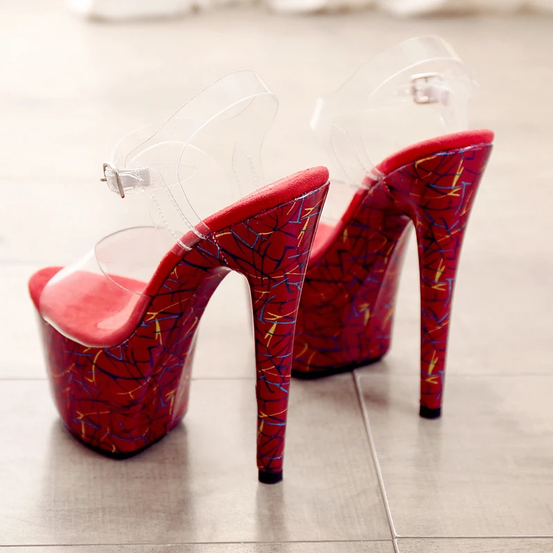 Leecabe sexy stiletto PVC upper high heel pink plating platform jelly shoe sexy lady pole dancing sandals ladies shoes