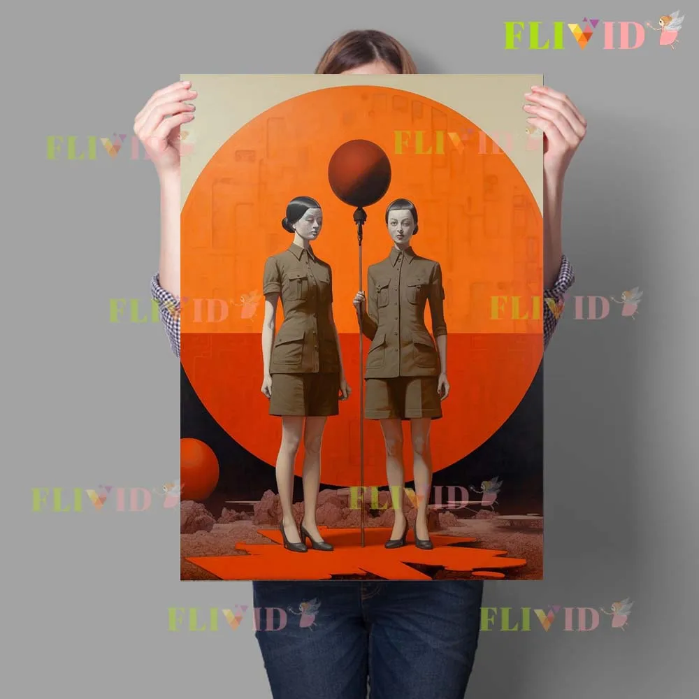 Иллюстрация Близнецы Девушка Женщина Портрет Принты Плакат Настенное Искусство