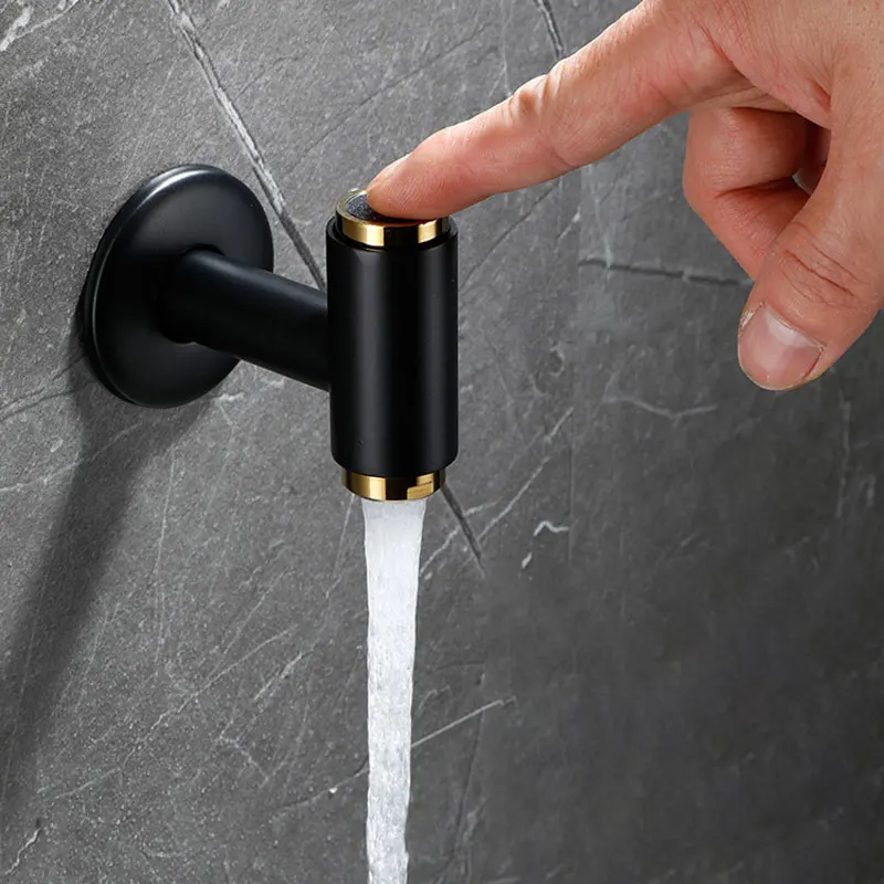 Настенный смеситель из меди полностью автоматический черный кран для стиральной