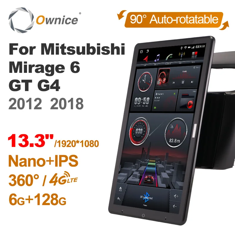 

13.3 Inch Ownice 1Din Android 10.0 Car Radio 360 Panorama for Mitsubishi Mirage 6 GT G4 2012 2018 GPS Auto Audio SPDIF 4G LTE