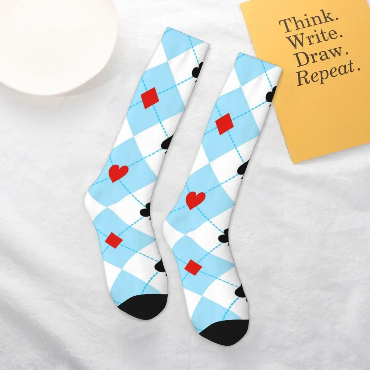 

Poker Heart Socks Playing Cards Suit Symbols Modern Sports Mid Stockings Large Chemical Fiber Unisex Funky Socks