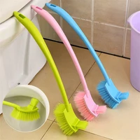 clean toilet brush plastic long handle double sided dead corner soft hair cleaning toilet curved floor gap brushes cleaing tool