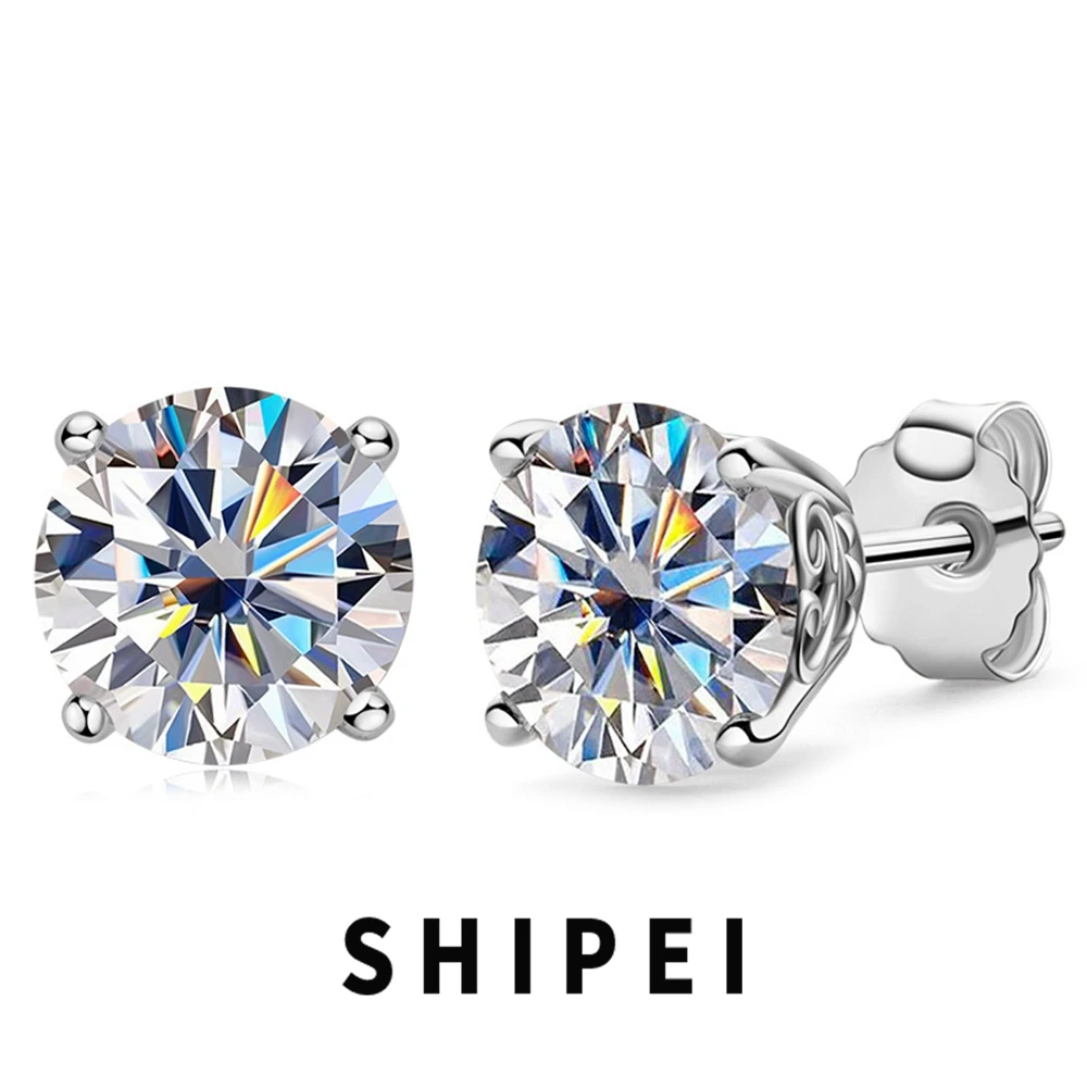 

SHIPEI 2CT D Moissanite Diamond Stud Earrings Jewelry Sparkling Classic 100% 925 Sterling Silver Anniversary Gift Wholesale