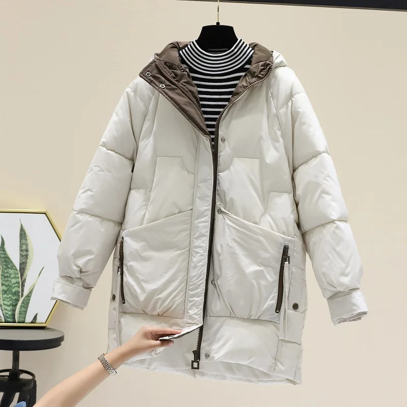 Autumn & Winter 2023 New Down Cotton Jacket Women's Long Cotton Jackets Korean Version of Loose Bread Clothing Thick Cotton Coat