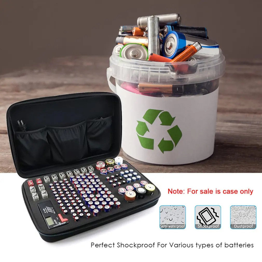 

2021 Newest Portable Shockproof AA/AAA/C/D/9V Battery Storage Case Box Organizer Container Holder Extra Space for Battery Tester