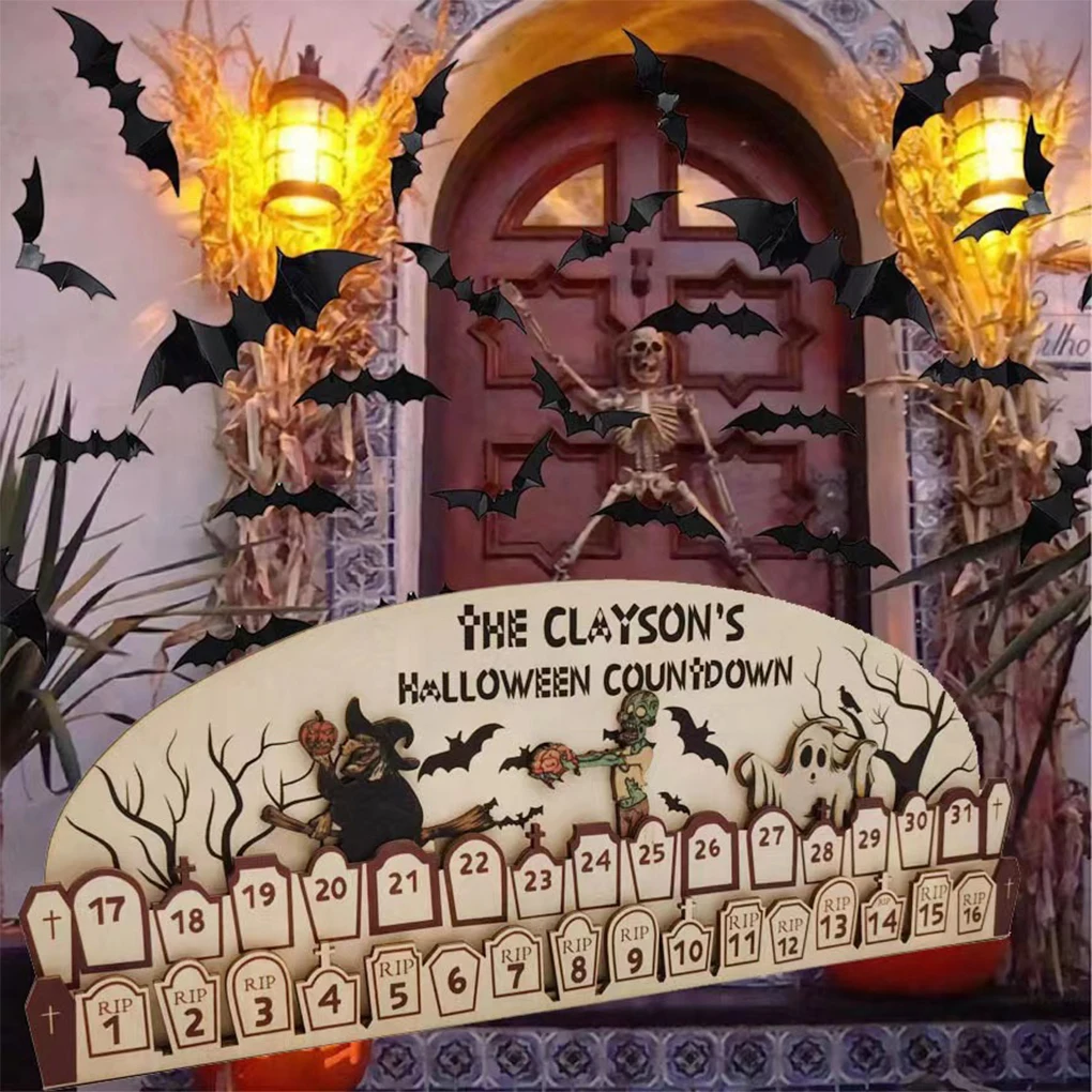 

Wooden Halloween Advent Calendar Countdown Advent Calendar 2023 Festival Theme Ornament Table Home Decoration Crafts