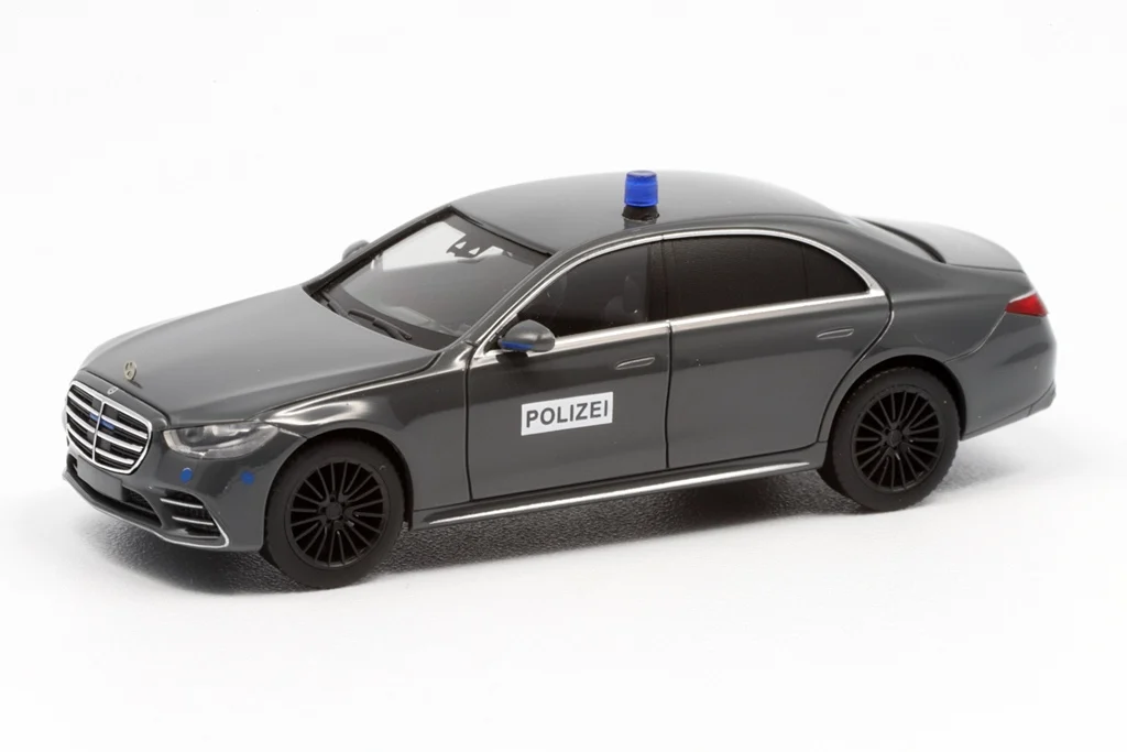 

Diecast 1:87 Herpa Mercedes-Benz S-Class W223 S350d 4matic Special Police Car Limited Collection Display Gift Toys