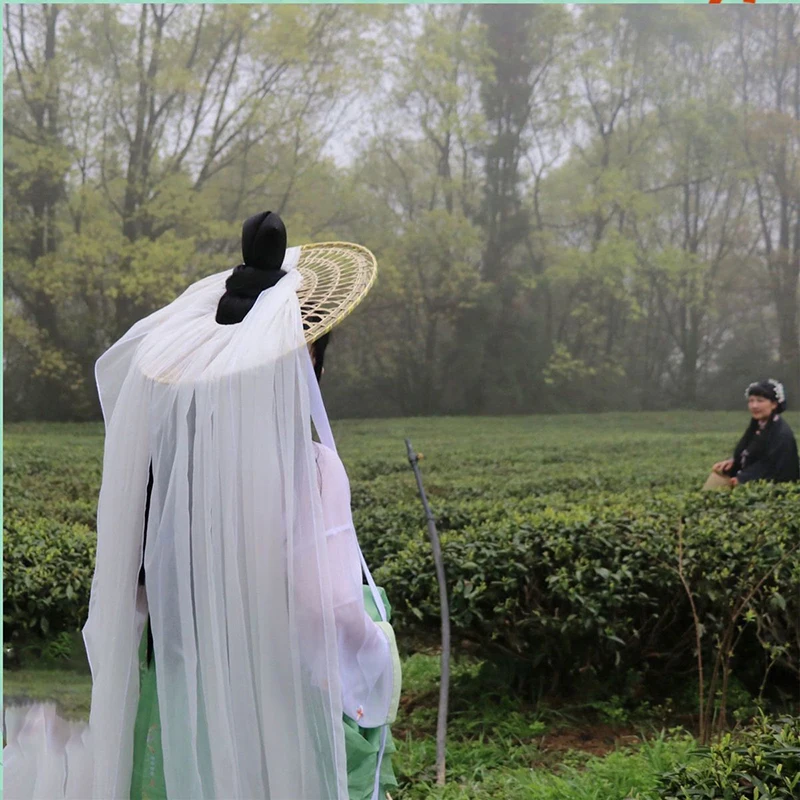 Женская шапка Hanfu с длинной вуалью белая Китайская древняя традиционная шляпа Douli