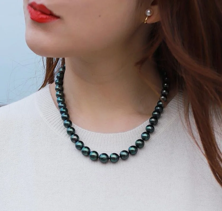

Huge Charming 18"11-12mm Natural South Sea Genuine Black Peacock Pearl Necklace Free Shipping for Women Jewelry Necklaces