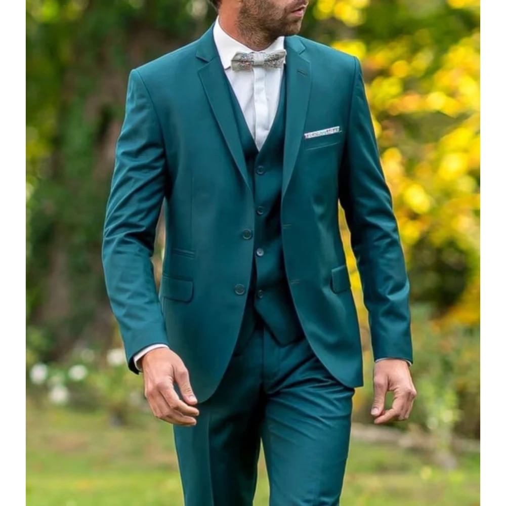 STEVDITG Роскошные мужские костюмы с зелеными зубчатыми лацканами однобортный